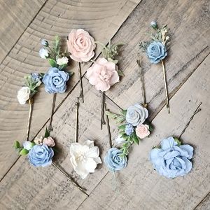 Dusty Blue Wedding Hair Accessories (10 pieces)